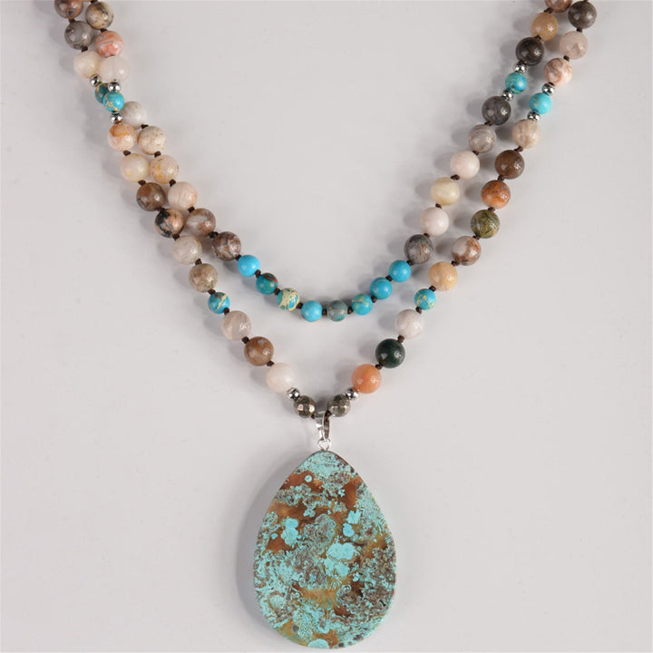 Collier de perles de turquoise africaines naturelles fait main Olivenorma 