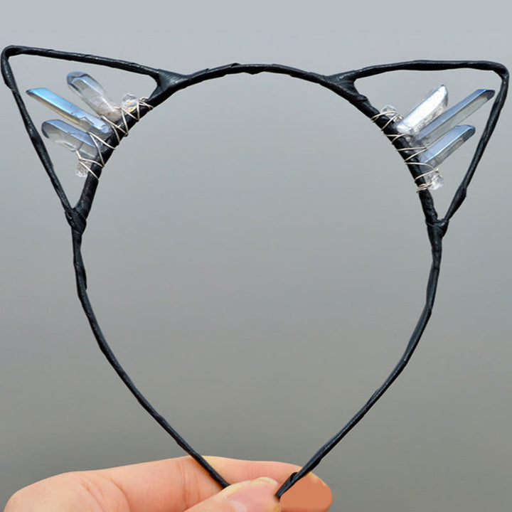 Serre-tête avec oreilles de chat en cristal électrolytique Olivenorma