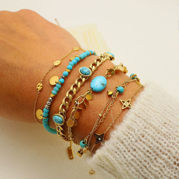 Ensemble de bracelets empilables en forme d'étoiles en turquoise naturelle Olivenorma