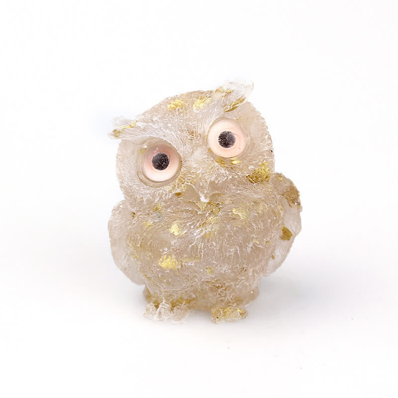 Décoration en pierre précieuse de hibou en cristal naturel Olivenorma