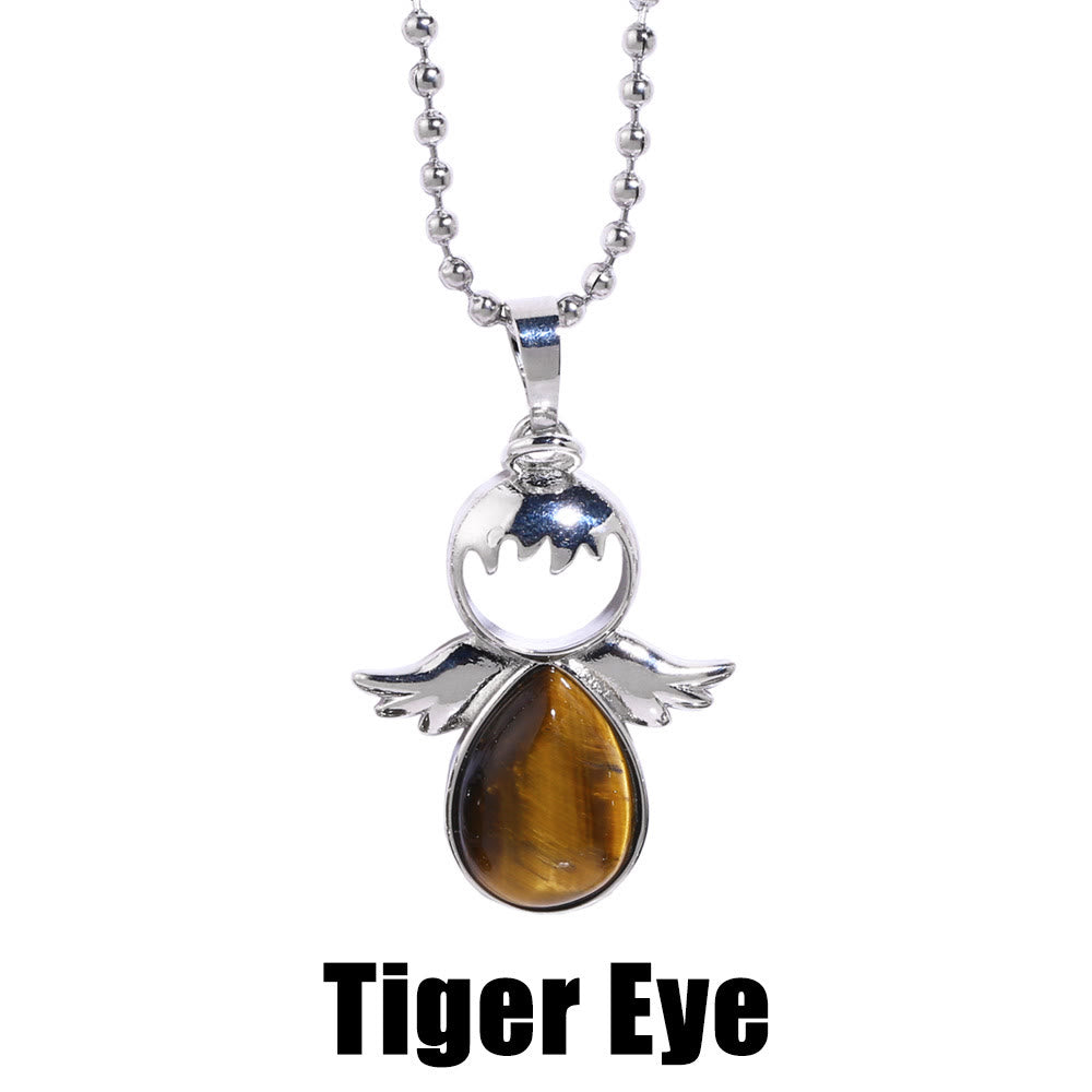 Collier pendentif ailes d'ange chaton papillon œil de tigre Olivenorma 