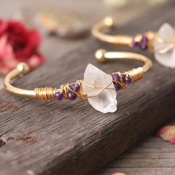 Bracelet en fil doré et cristal transparent Olivenorma