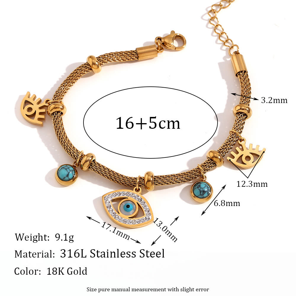 Collier à chaîne épaisse avec zircon blanc turquoise et mauvais œil Olivenorma 
