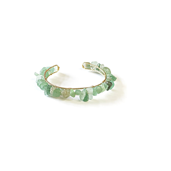 Bracelet enroulé en fil de fer avec perles de gravier en cristal naturel Olivenorma 