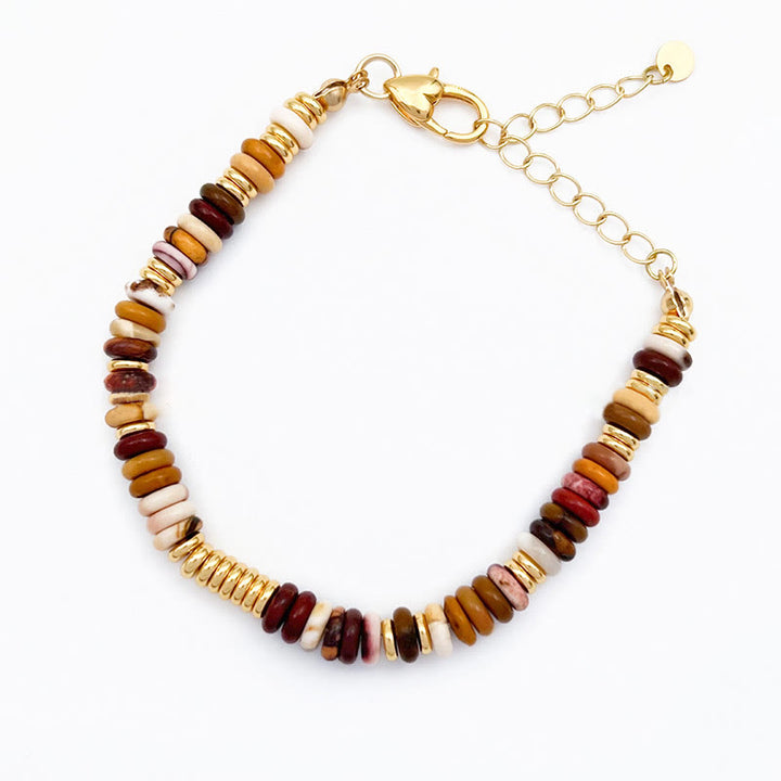Collier de clavicule en perles d'agate naturelle Sunset Frisbee d' Olivenorma