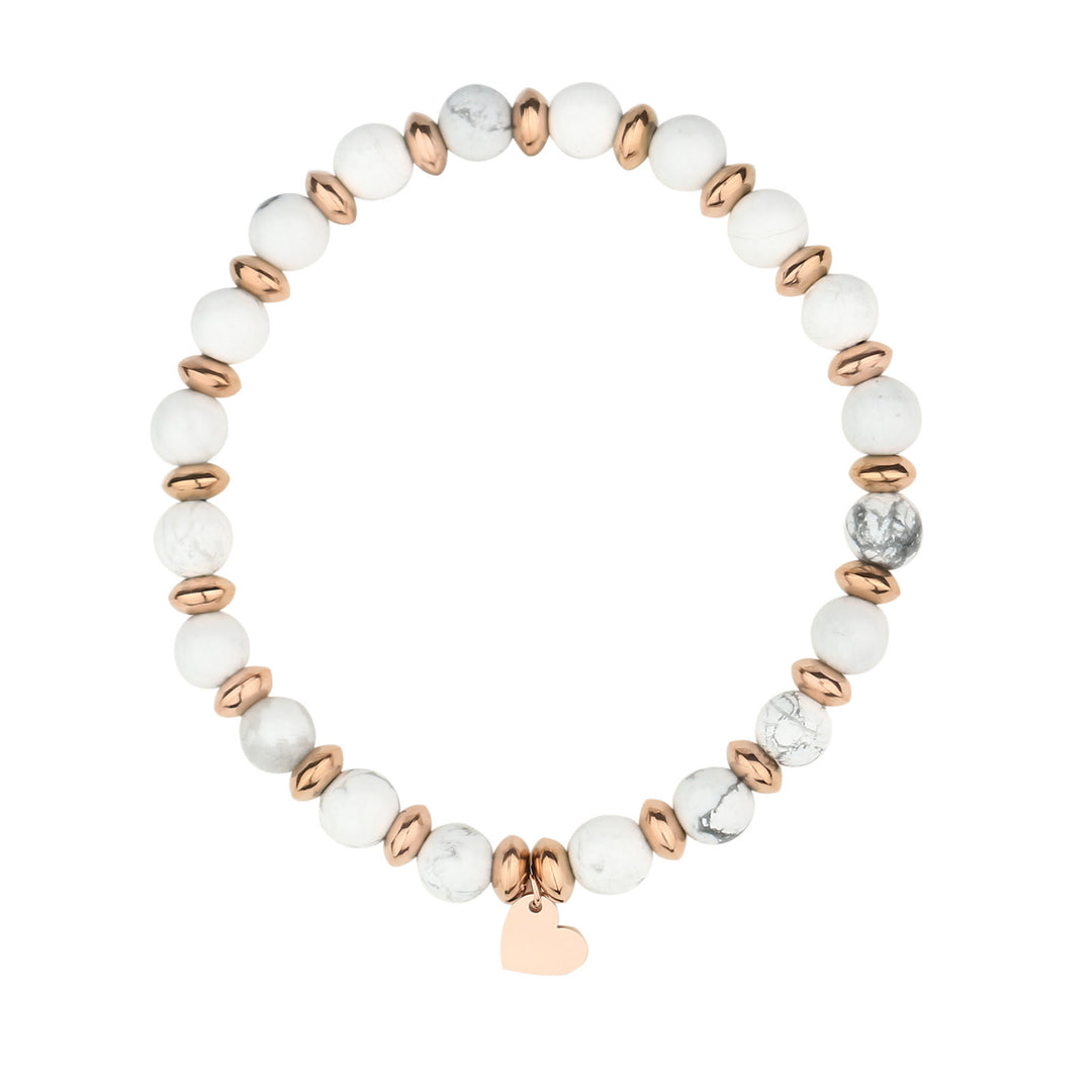 Bracelet pendentif en forme de cœur en métal et perles de cristal naturel Olivenorma