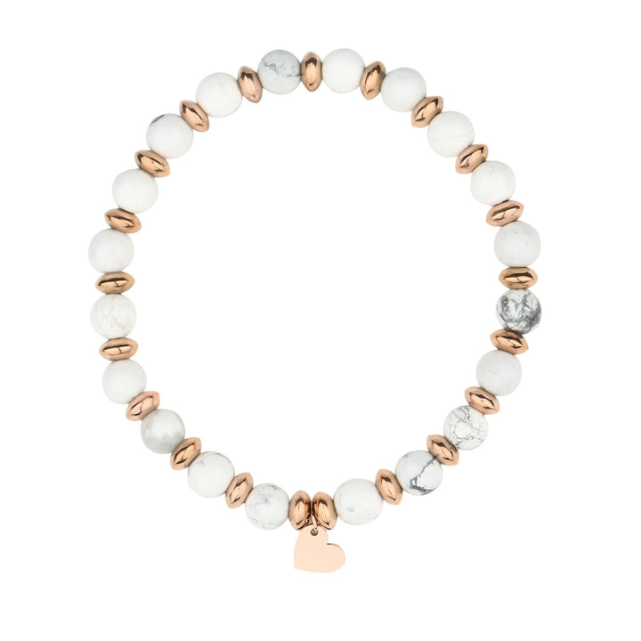 Bracelet pendentif en forme de cœur en métal et perles de cristal naturel Olivenorma