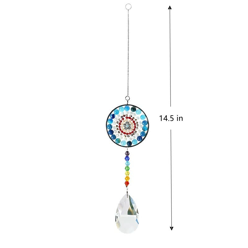 Carillon éolien chakra fait main avec attrape-soleil en cristal Olivenorma