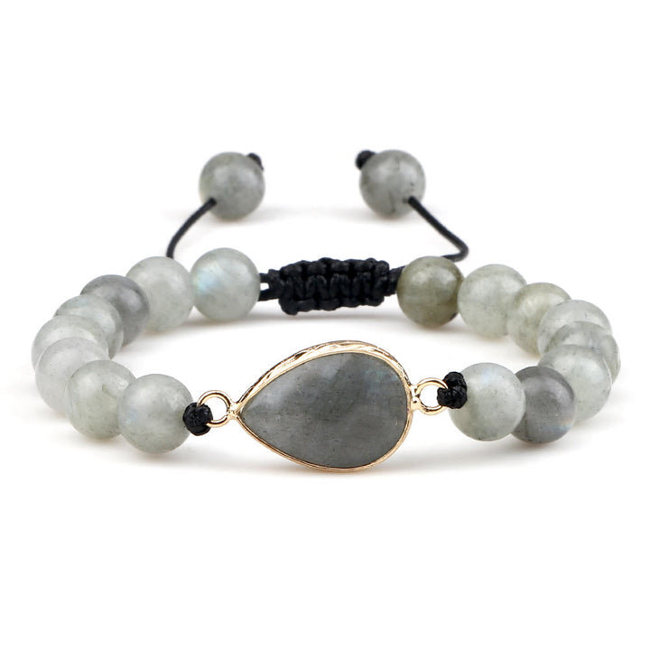 Bracelet en perles d'opalite avec pierre œil de chat Olivenorma