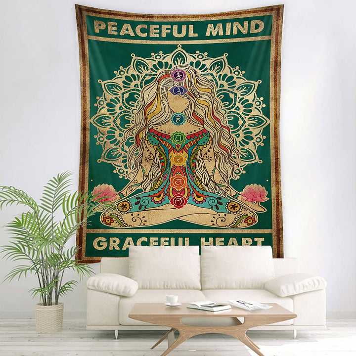 Tapisserie Olivenorma à motifs de chakras pour méditation et yoga