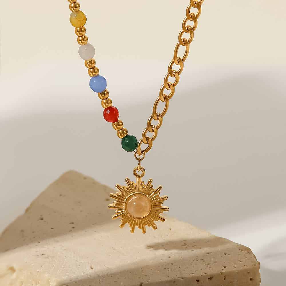 Collier pendentif en forme de soleil en opale Olivenorma