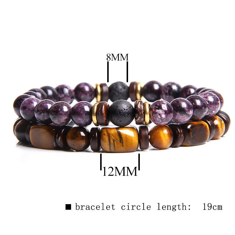 Ensemble de bracelets en pierre d'œil de tigre turquoise africaine Olivenorma