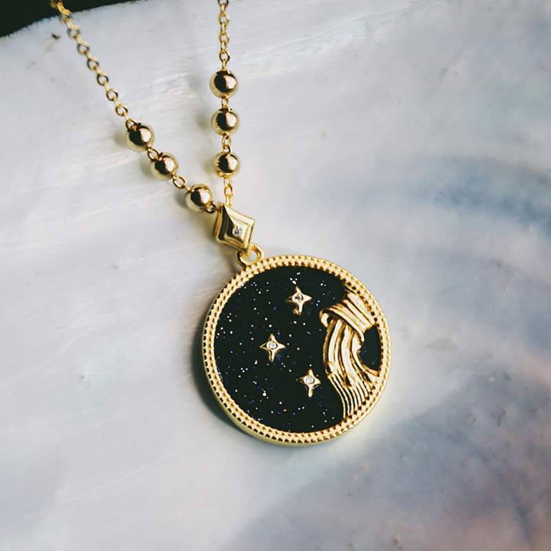 Collier d'écoute du zodiaque en grès bleu 