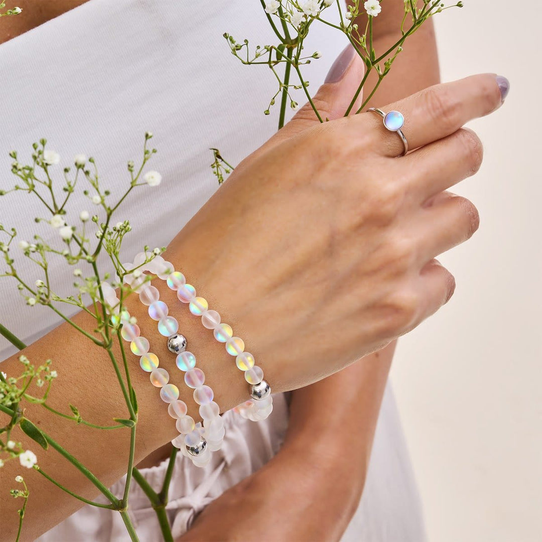 Bracelet en perles de verre cristal violet Olivenorma