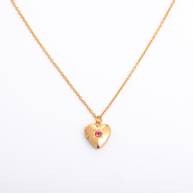 Collier album coeur avec pierre de naissance Olivenorma « Shine in My Heart » 