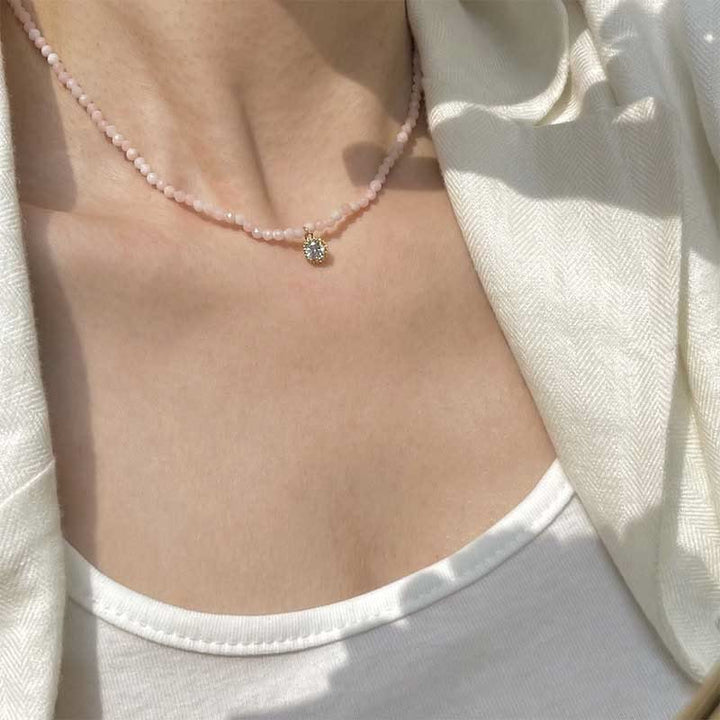 Collier avec pendentif en métal et cristal naturel Olivenorma