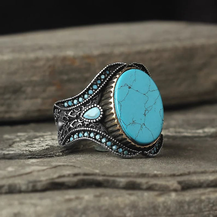 Bague pour homme en argent sterling avec turquoise Olivenorma