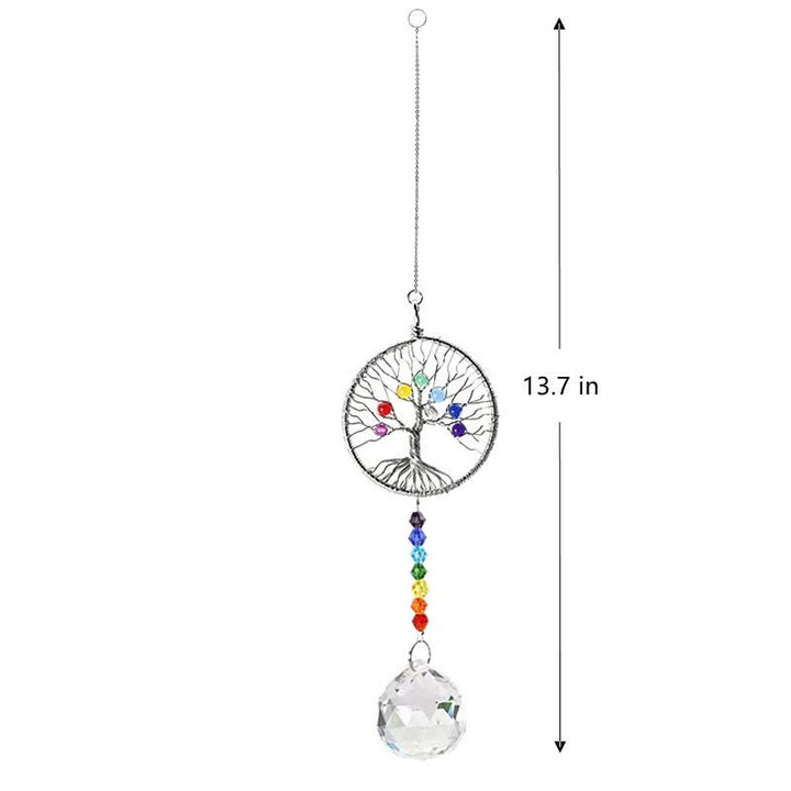 Attrape-soleil en cristal coloré représentant un arbre de vie