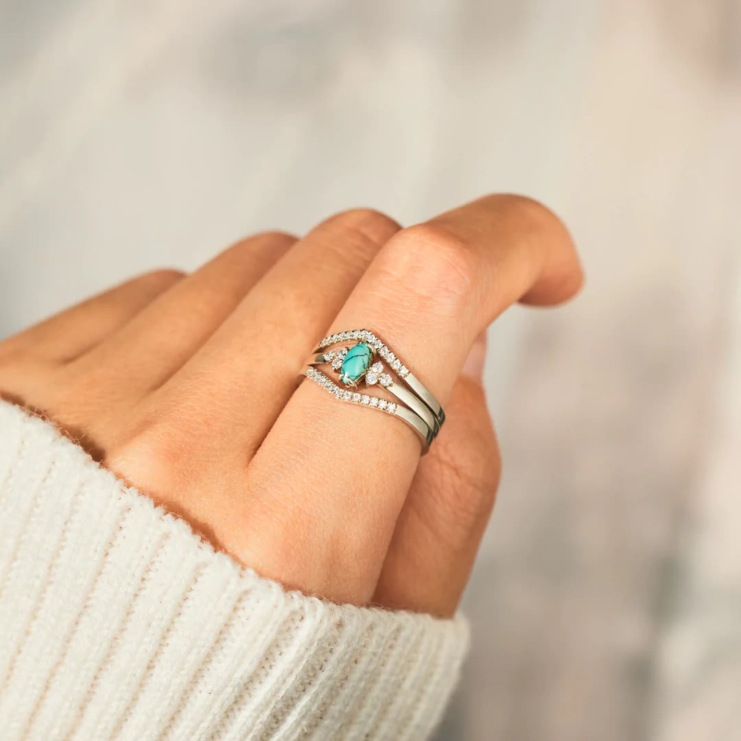 Bague deux pièces turquoise vintage Olivenorma - image 5