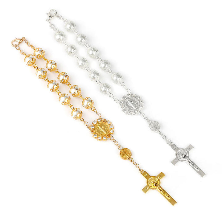 Bracelet chapelet en verre avec dentelle chrétienne Olivenorma
