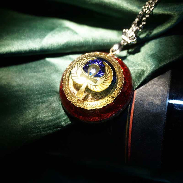 Collier Clé de Vie Olivenorma Grenat Lapis Lazuli Aigue-Marine 
