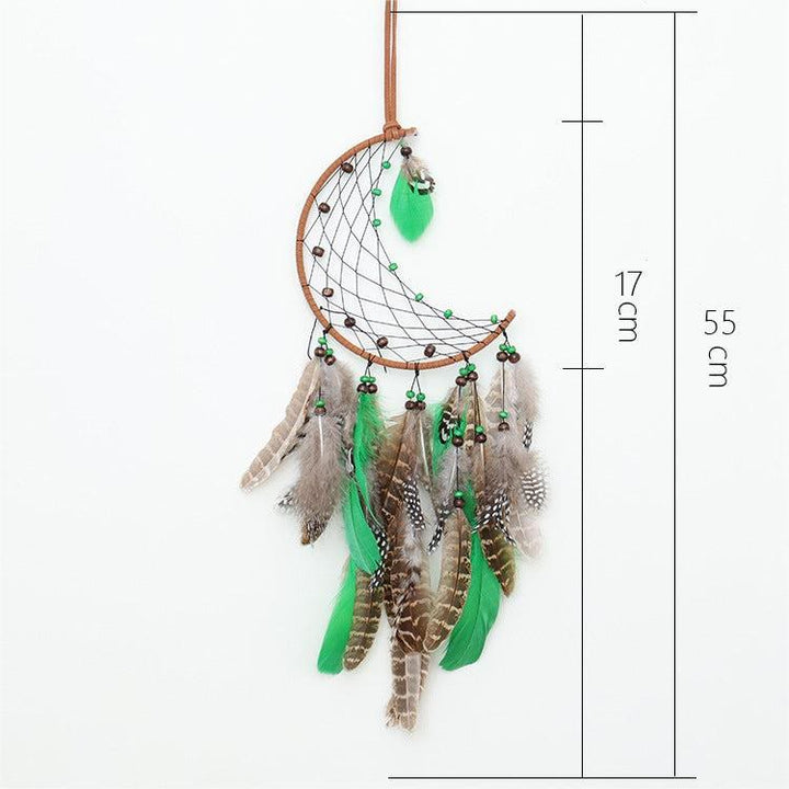 Perles en bois vert naturel Olivenorma Attrape-rêves en plumes de paon 