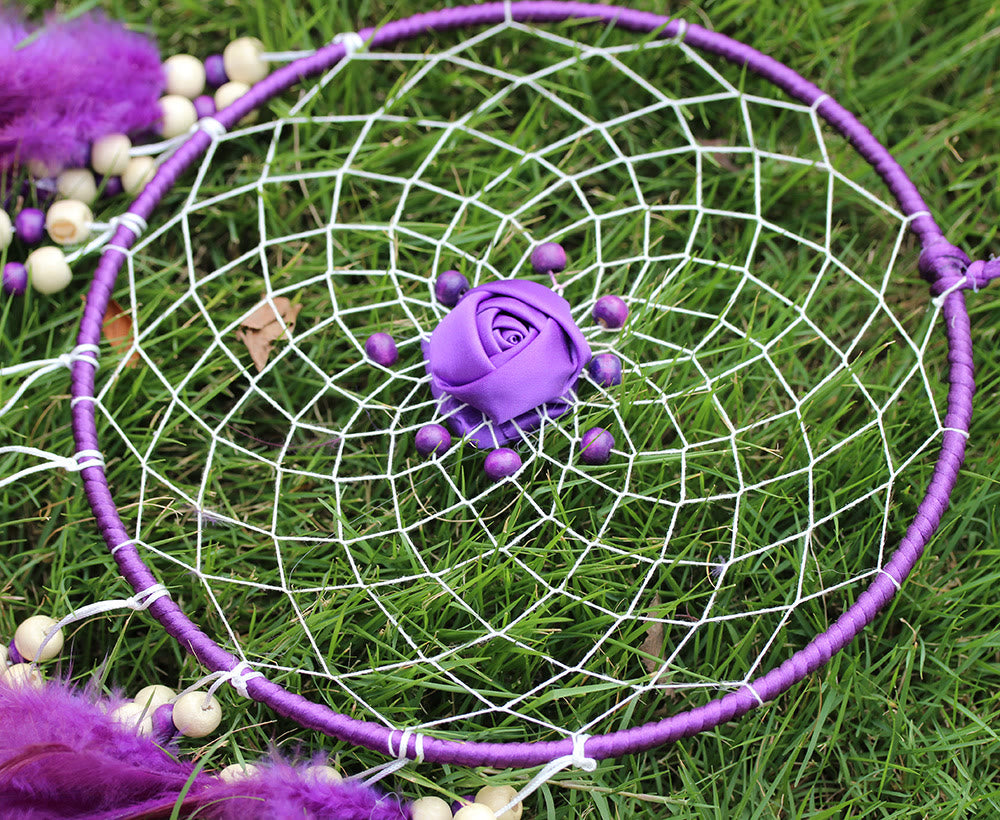 Grand attrape-rêves créatif en forme de rose violette Olivenorma
