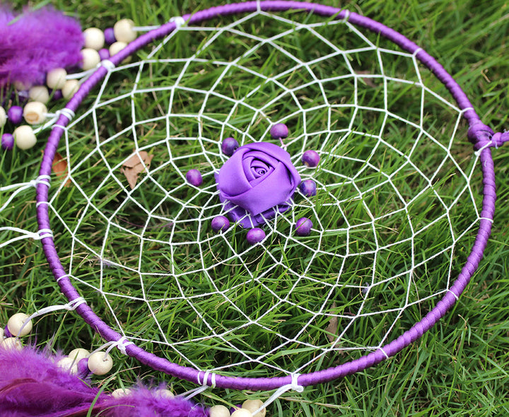 Grand attrape-rêves créatif en forme de rose violette Olivenorma