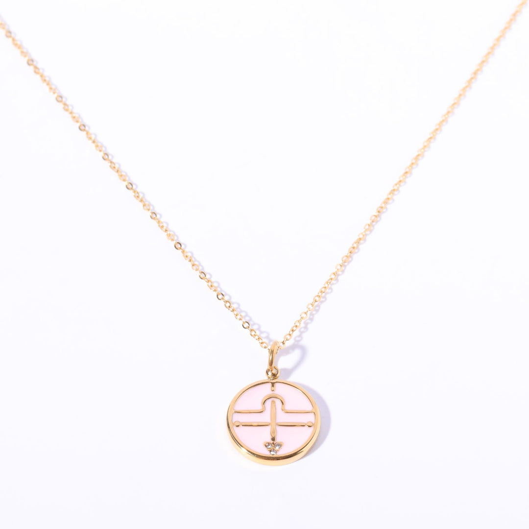 Collier vintage en acier inoxydable 18 carats avec zircon blanc Olivenorma 