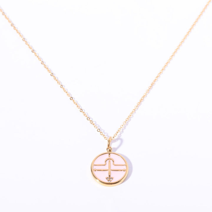 Collier vintage en acier inoxydable 18 carats avec zircon blanc Olivenorma 