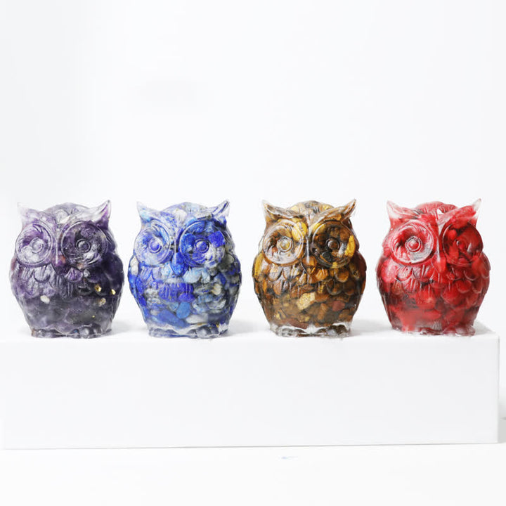 Décoration en pierre précieuse en forme de hibou mignon en cristal naturel Olivenorma