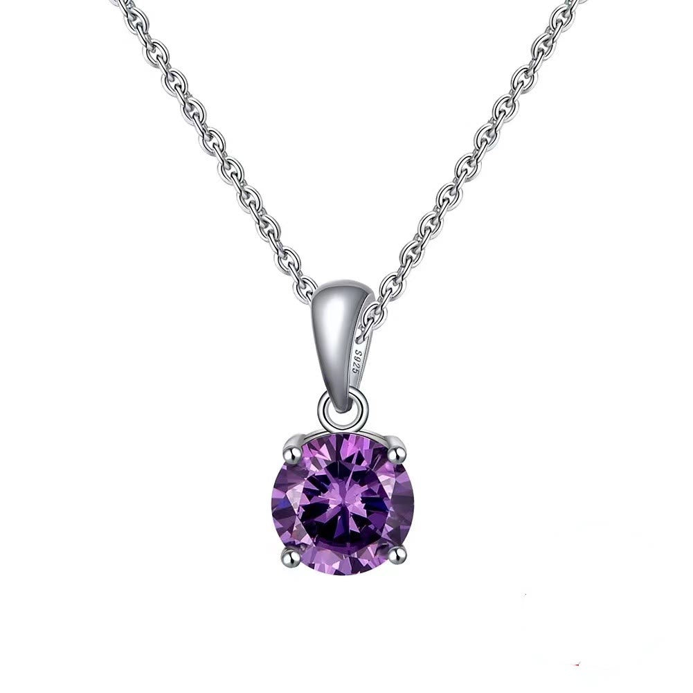 Collier pendentif à quatre griffes en zircon multicolore Olivenorma 