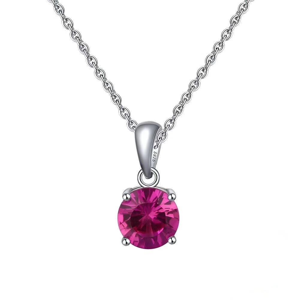 Collier pendentif à quatre griffes en zircon multicolore Olivenorma 