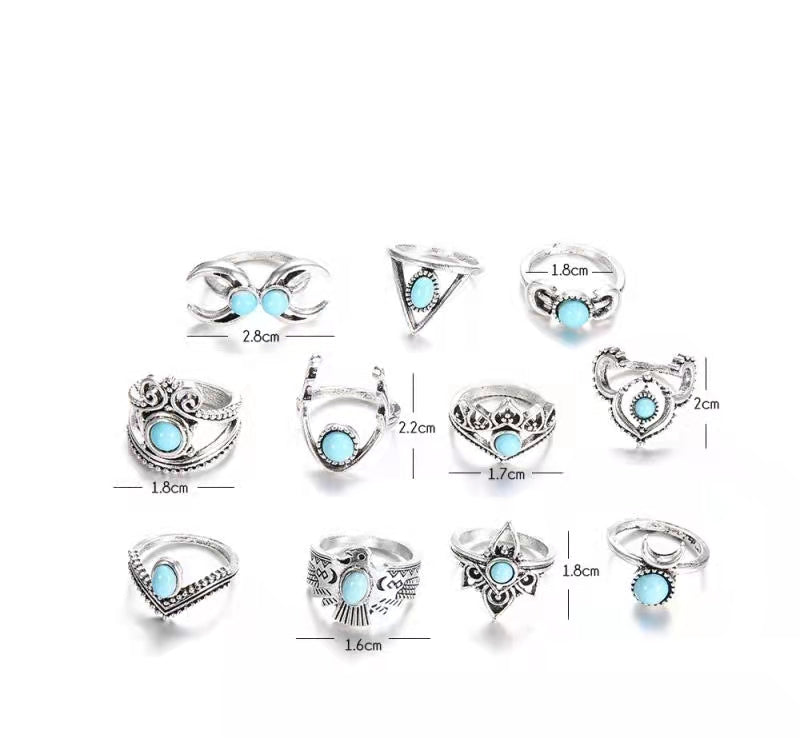 Ensemble de bagues turquoise