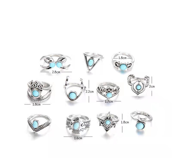 Ensemble de bagues turquoise