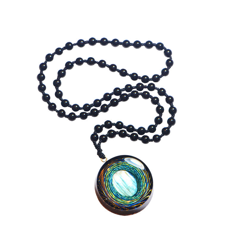 Collier Orgonite Bleu Labradorite Naturelle Espace Siphon Sacré Olivenorma 