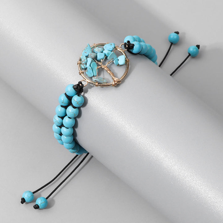 Bracelet Arbre de vie tressé double en perles de 6 mm Olivenorma