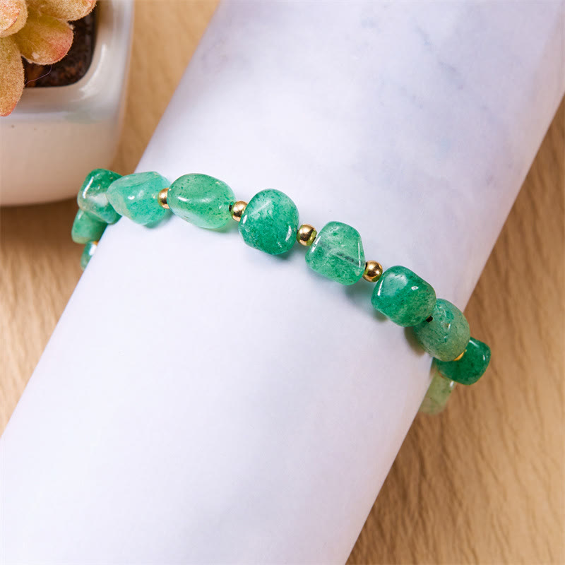 Bracelet tissé à la main en perles de pierre irrégulières naturelles Olivenorma 