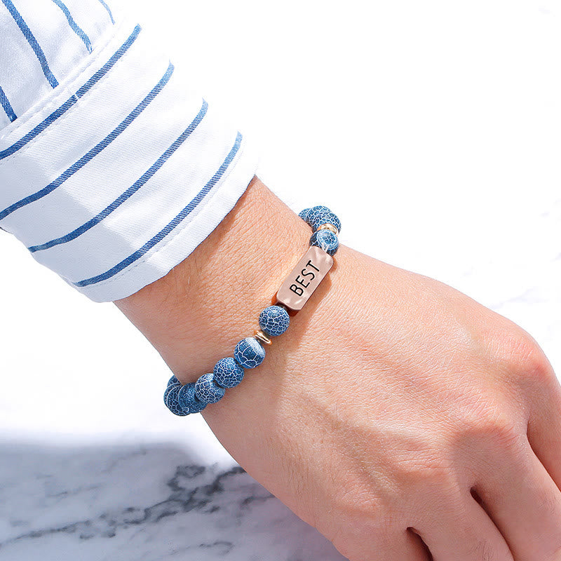 Bracelet gravé Olivenorma avec pierres précieuses naturelles pour meilleur ami 