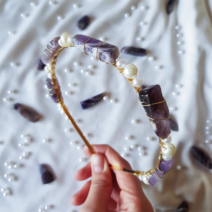 Couronne en cristal de perle et améthyste citrine Olivenorma 
