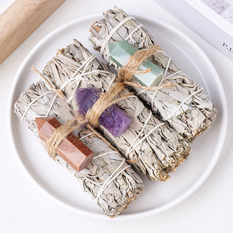 Prisme hexagonal en cristal de sauge blanche Olivenorma pour décoration d'aromathérapie 