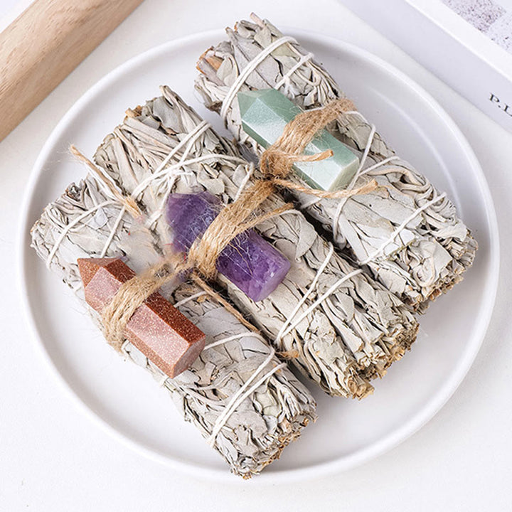 Prisme hexagonal en cristal de sauge blanche Olivenorma pour décoration d'aromathérapie 