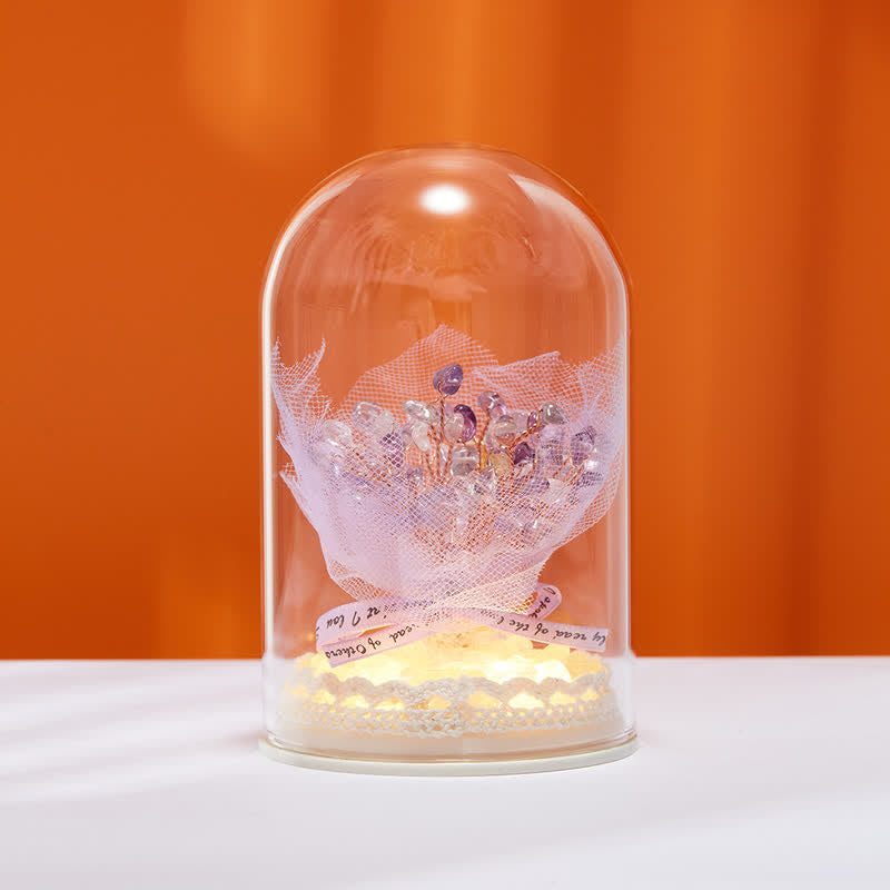 Décoration d'arbre Feng Shui avec couvercle en verre cristal naturel Olivenorma 