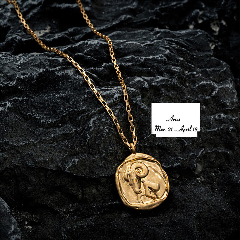 Collier en acier titane galvanisé ou 18 carats Olivenorma Zodiac