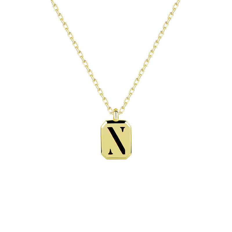 Collier Initiale Personnalisable en Or Olivenorma - Obsidienne - N - image 17
