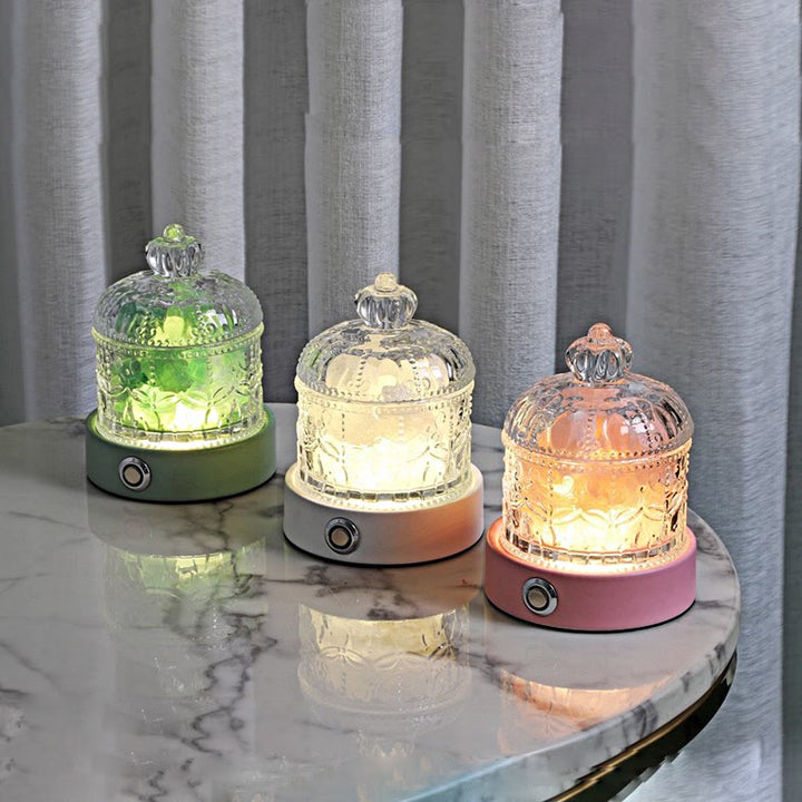 Lampe d'aromathérapie en cristal transparent amazonite et quartz rose Olivenorma 