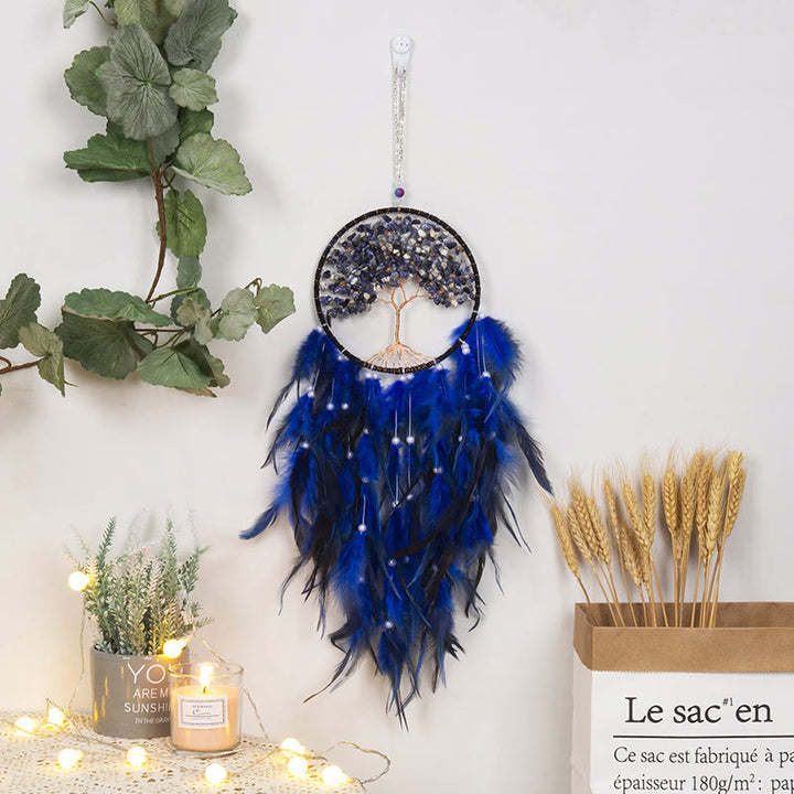 Attrape-rêves en cristal Olivenorma Arbre de vie avec plumes roses - Sodalite - image 17
