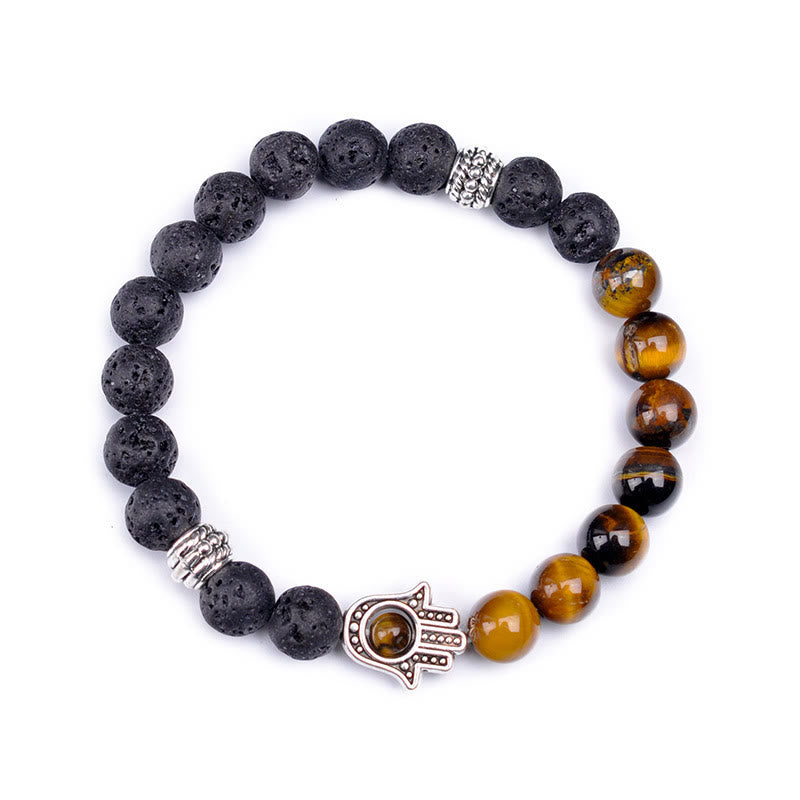 Bracelet pendentif Hamsa en perles de pierre naturelle fait main Olivenorma