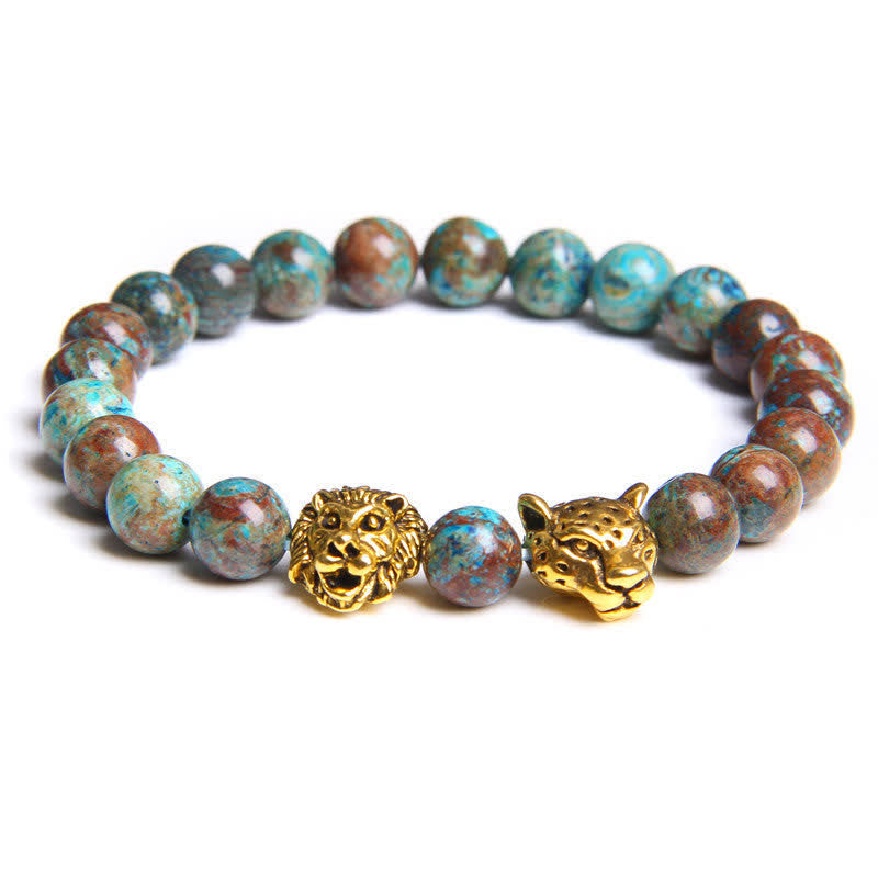Bracelet de perles en œil de tigre et panthère de lion Olivenorma 