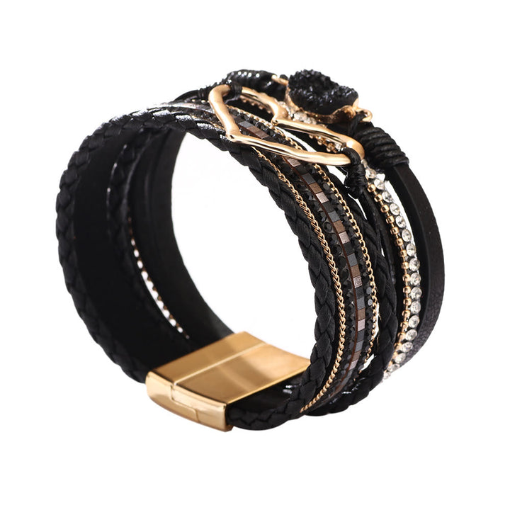 Bracelet en cuir avec cœur creux Olivenorma Bohemia